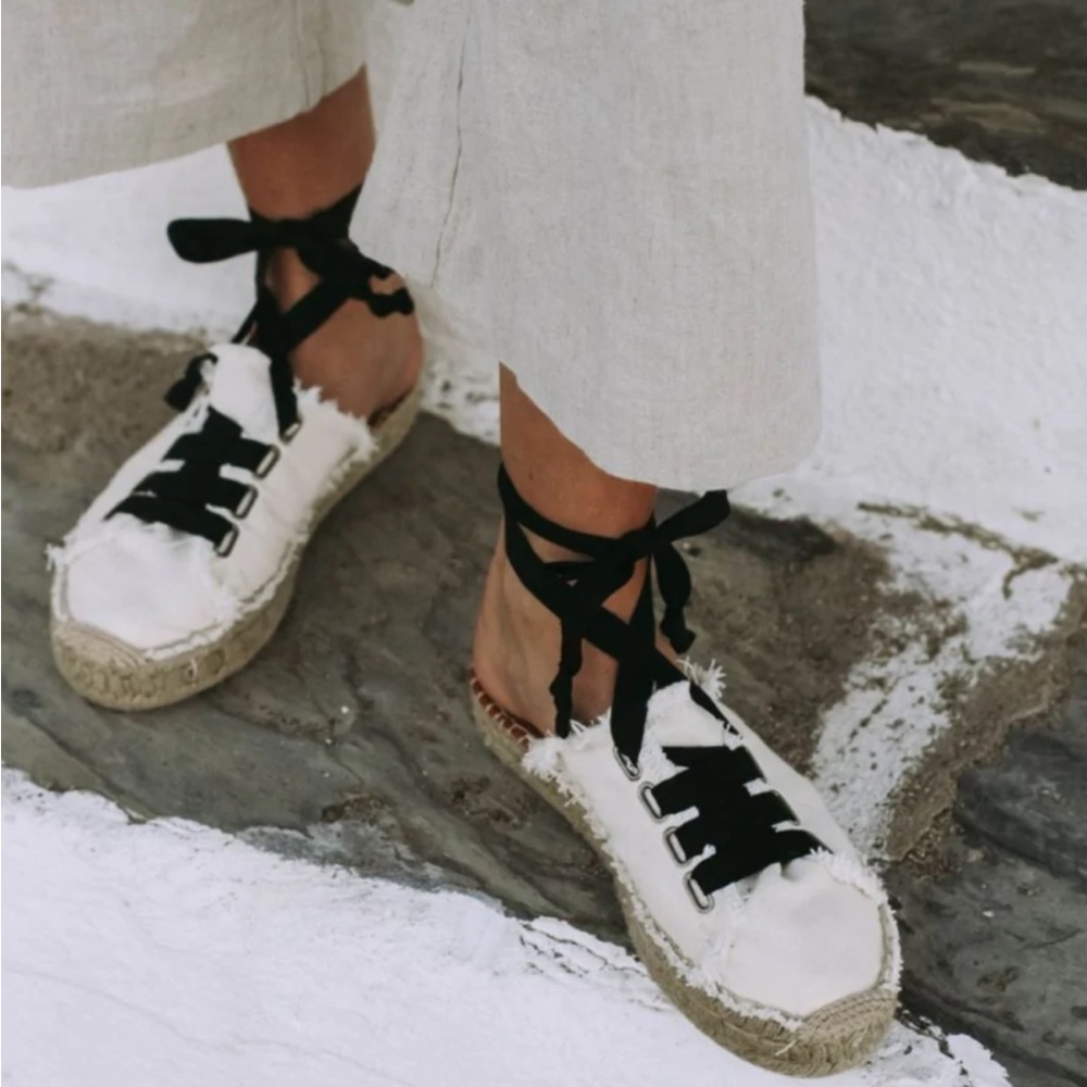 ALOHAS White and Black Espadrilles